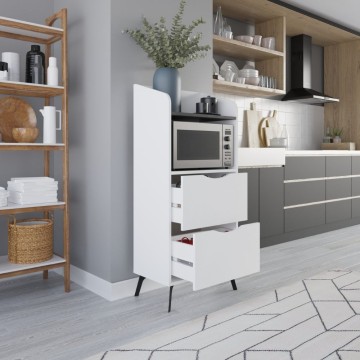 Armoire polyvalente Gorki avec tiroirs blancs et étagère rétro grise