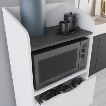 Armoire polyvalente Gorki avec tiroirs blancs et étagère rétro grise