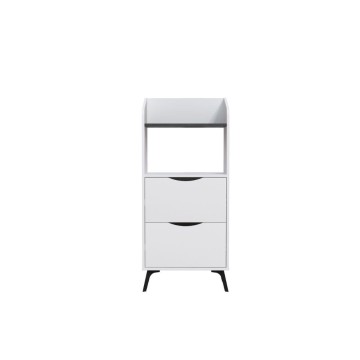 Armoire polyvalente Gorki avec tiroirs blancs et étagère rétro grise