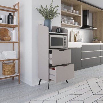 Armoire polyvalente Gorki avec tiroirs en moka clair et étagère en carrara blanc