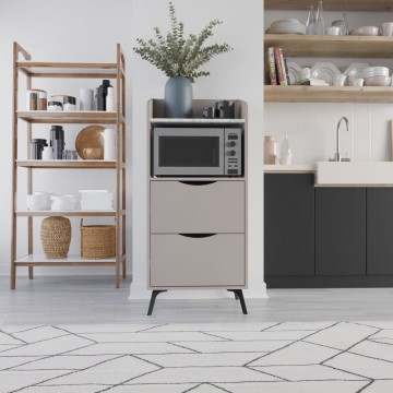 Armoire polyvalente Gorki avec tiroirs en moka clair et étagère en carrara blanc
