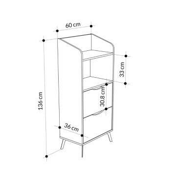 Armoire polyvalente Gorki avec tiroirs en moka clair et étagère en carrara blanc