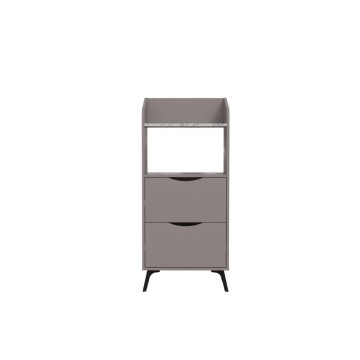 Armoire polyvalente Gorki avec tiroirs en moka clair et étagère en carrara blanc