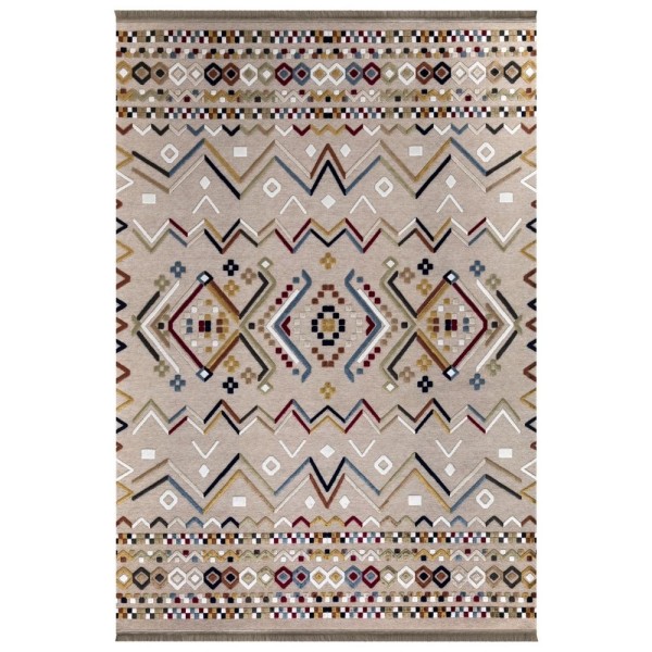 Tapis antidérapant beige multicolore avec décors colorés 160x230 Tapis antidérapant beige multicolore avec décors colorés 160x230