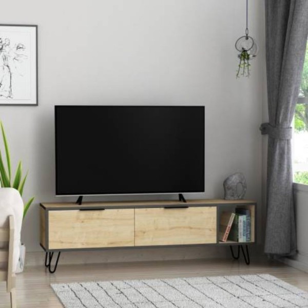 Meuble TV Furoki coloris chêne 150x50 Meuble TV Furoki coloris chêne 150x50