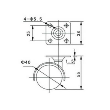 Roue pivotante diamètre 40 noir 41004204250