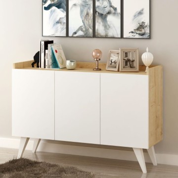 Buffet Cok 3 portes chêne et blanc 120