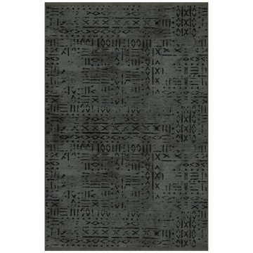 Tapis chenille antidérapant Vadi anthracite avec décoration géométrique 160x230