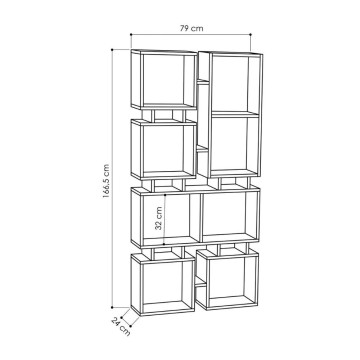 Rail anthracite bibliothèque double face 79x166,5