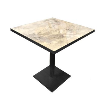 Table carrée Key 80x80 base noire et plateau effet marbre