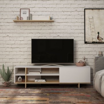Meuble TV Stockton chêne blanc