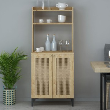 Buffet haut Zanne 2 portes et compartiments ouverts chêne