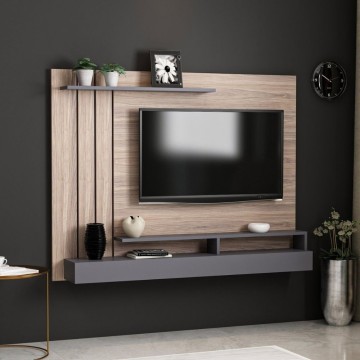 Lawrance 157 noyer anthracite détail mur TV