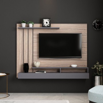 Lawrance 157 noyer anthracite détail mur TV