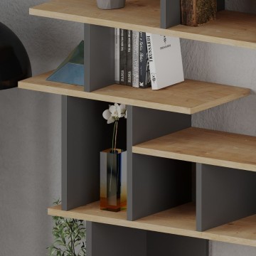 Bibliothèque design Apollon en chêne et anthracite