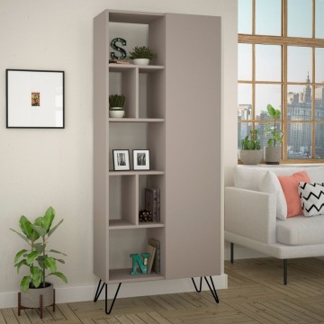 Bibliothèque Jedda gris tourterelle avec porte 80,6x191