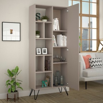Bibliothèque Jedda gris tourterelle avec porte 80,6x191