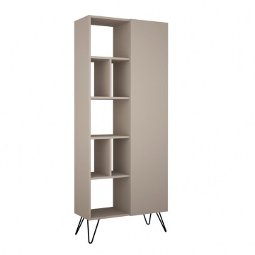 Bibliothèque Jedda gris tourterelle avec porte 80,6x191