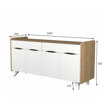 Buffet en ciment Sila 140x45x72H cm.