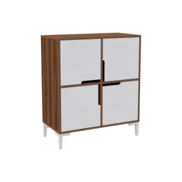 Wind Tower Meuble à chaussures 4 compartiments couleur noyer blanc90x45x90h