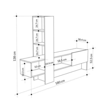 Meuble TV Troya blanc anthracite avec porte abattante