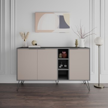 Buffet Clara anthracite 3 portes gris tourterelle 142x35,5x83h