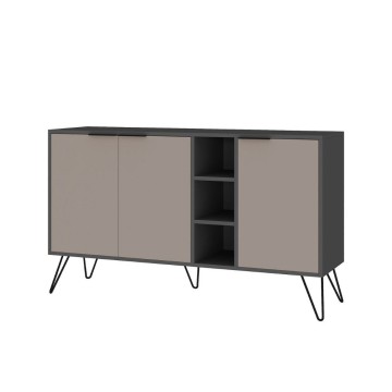 Buffet Clara anthracite 3 portes gris tourterelle 142x35,5x83h