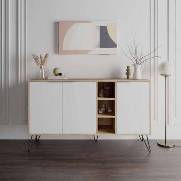 Buffet Clara chêne 3 portes blanc 142x35,5x83h