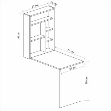 Bureau mural pliant Mina en noyer et blanc