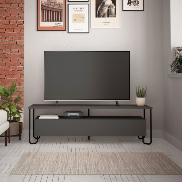 Cornea porte TV deux portes anthracite Cornea porte TV deux portes anthracite