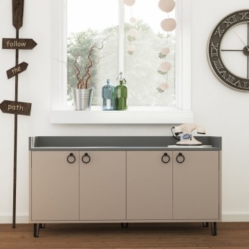 Dea buffet 4 portes gris tourterelle anthracite 140x36x80 h