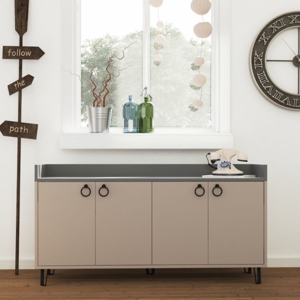 Dea buffet 4 portes gris tourterelle anthracite 140x36x80 h Dea buffet 4 portes gris tourterelle anthracite 140x36x80 h