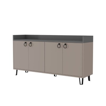 Dea buffet 4 portes gris tourterelle anthracite 140x36x80 h