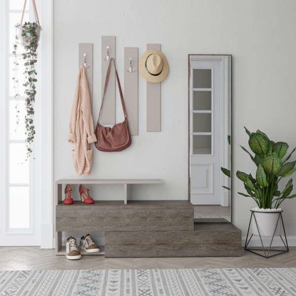 Ramda meuble d'entrée en noyer taupe avec miroir Ramda meuble d'entrée en noyer taupe avec miroir