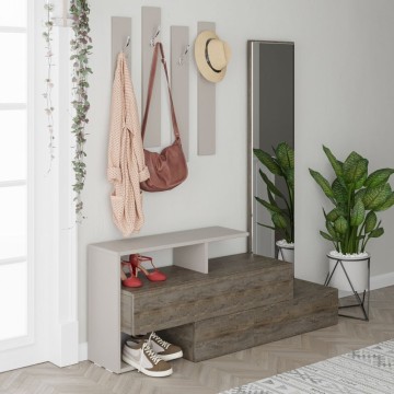 Ramda meuble d'entrée en noyer taupe avec miroir