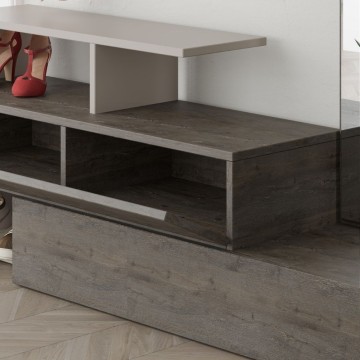 Ramda meuble d'entrée en noyer taupe avec miroir