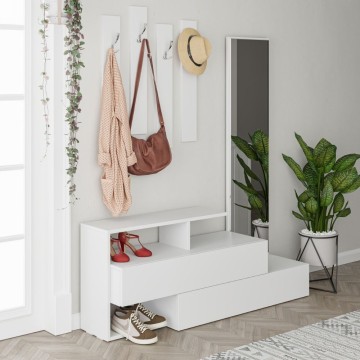 Armoire d'entrée Ramda blanche avec miroir