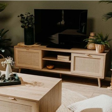 Bali 56A Meuble TV 2 portes effet osier