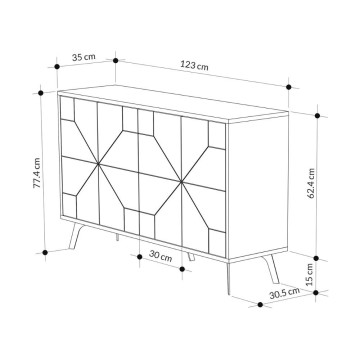 Buffet Dune 4 portes gris tourterelle