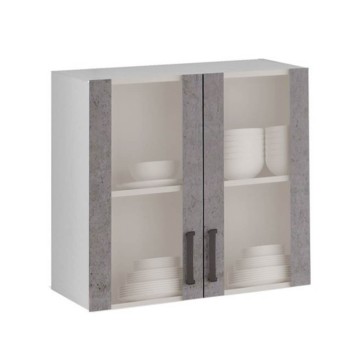 Vitrine suspendue 80 cm deux portes béton