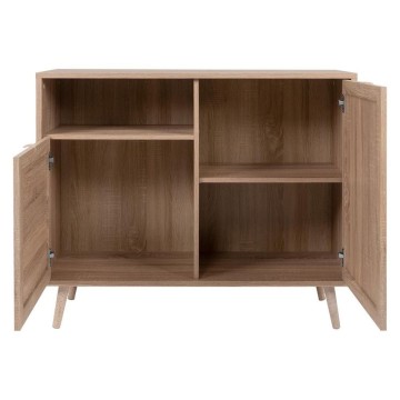 Buffet Bali 01A 2 portes et compartiment ouvert effet osier