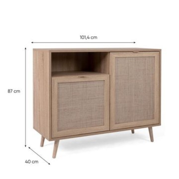 Buffet Bali 01A 2 portes et compartiment ouvert effet osier