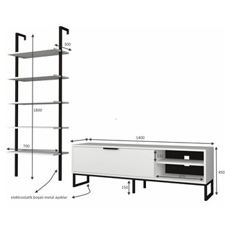 Mur de rangement pour TV et bibliothèque Way white