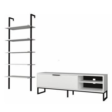 Mur de rangement pour TV et bibliothèque Way white