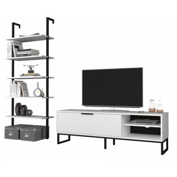 Mur de rangement pour TV et bibliothèque Way white