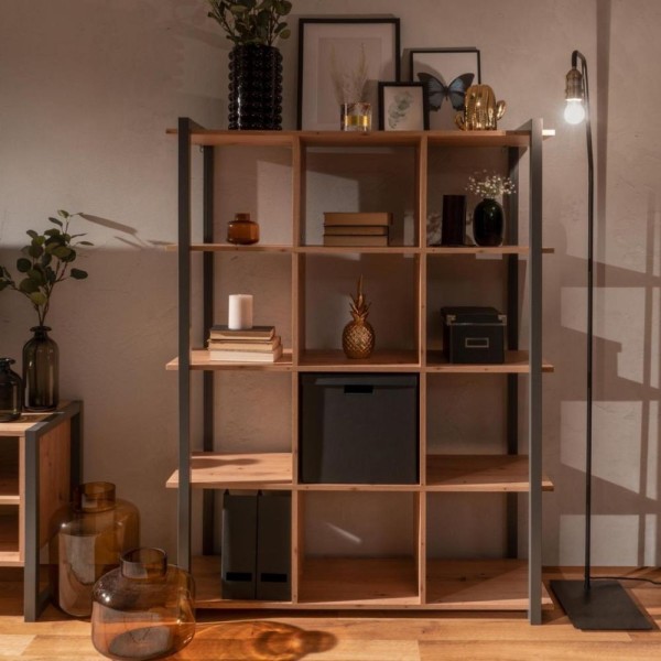 Denver 31 cube bookcase colour oak with anthracite profiles Denver 31 cube bookcase colour oak with anthracite profiles