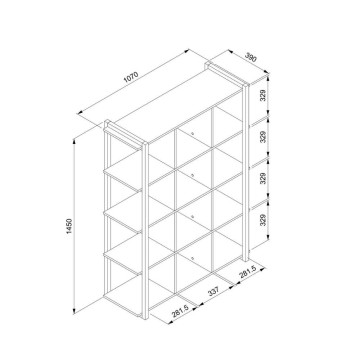 Denver 31 cube bookcase colour oak with anthracite profiles
