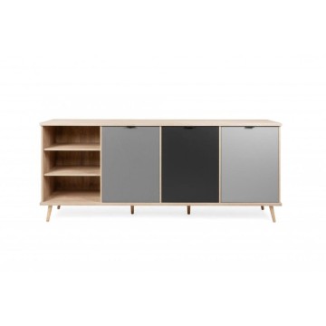 Epik 56 buffet en chêne gris anthracite 3 portes compartiment ouvert