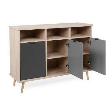 Epik 51 gris anthracite chêne buffet 3 portes 120x40x88,3