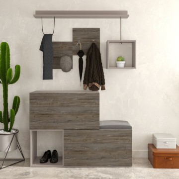 Armoire à chaussures Holdon en gris tourterelle café foncé